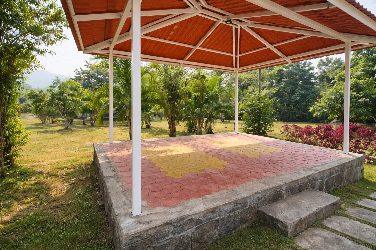 Swimming pool at Redstone Naturestays resort near Imagica Khopoli
